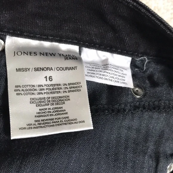 Jones New York Lexington Straight 16 Jeans Black Tummy Control
